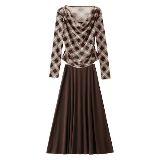 SNX3185设计感格纹撞色套装裙女2025春秋新款名媛风优雅气质半身裙两件套 商品图4