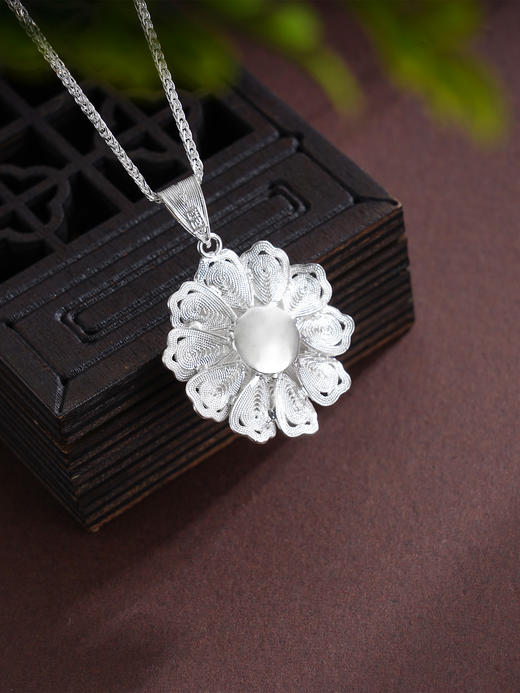 子佩集S990银【团花簇锦】套链【YJJ007】花丝项链2509 商品图5