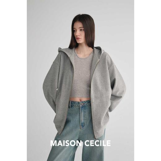 MAISON CECILE 四色/秋冬羊毛厚织宽松极简廓形连帽卫衣外套 商品图4