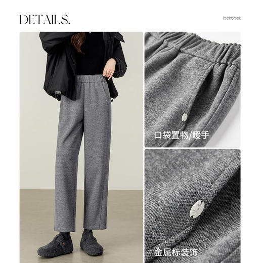 【内购】【显瘦易搭】职场通勤梨型松紧腰侧缝前移显瘦微弹呢子小脚九分裤-153KK0186 商品图3