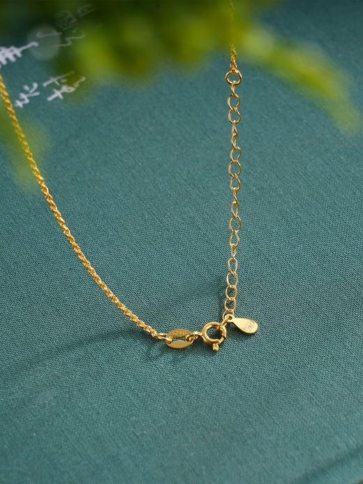 子佩集S925银【秋风杏语】套链【DZ05083】纯银古法银项链贝壳和田玉爱心青玉镀金2509 商品图3