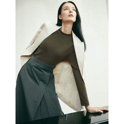 3.8%绵羊毛醋酸烟管领上衣    A-5459 商品图1