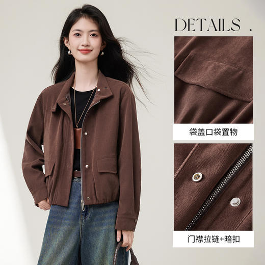 【内购】【两穿领】通勤立领/翻领茧型下摆宽松微落肩短款灯芯绒厚外套-153WB8810 商品图3