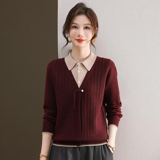 FCY FQ88730针织衫上衣时尚洋气假两件打底衫 商品图1