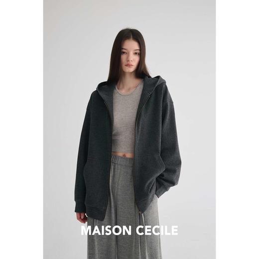 MAISON CECILE 四色/秋冬羊毛厚织宽松极简廓形连帽卫衣外套 商品图1