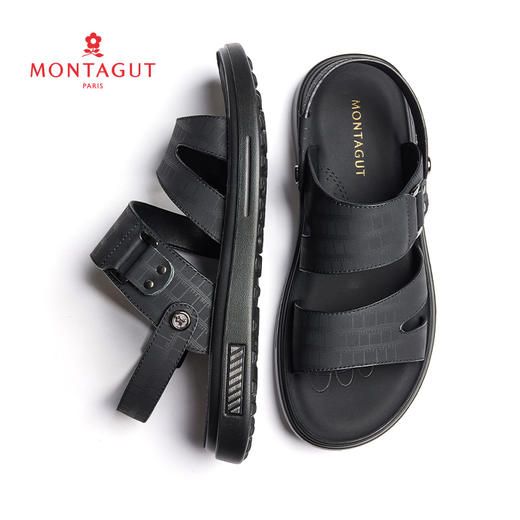 梦特娇男士经典休闲鞋真皮沙滩鞋牛皮凉鞋 商品图3