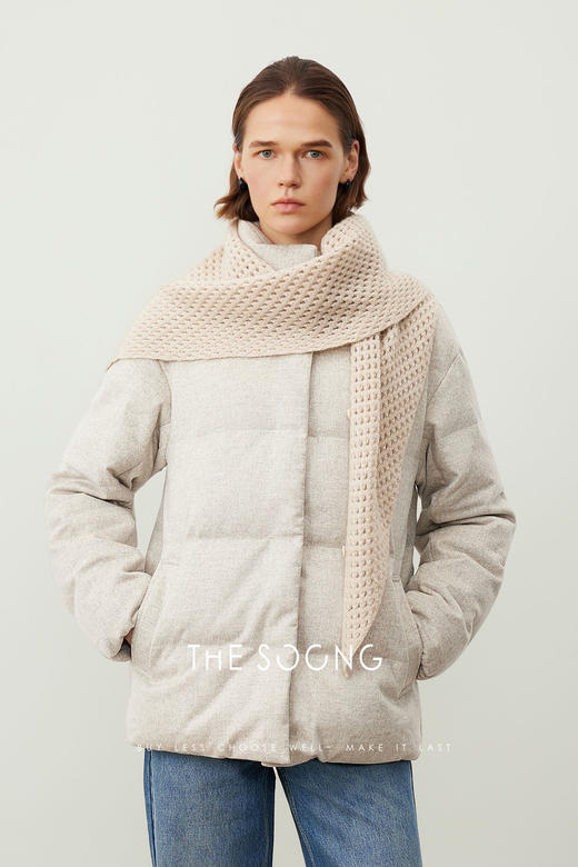 THESOONG\浅灰100%秋冬保暖羊毛羽绒服女HWYRF7558 商品图5