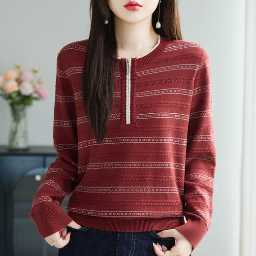 提花针织打底小衫，显瘦洋气漂亮胖mm毛衣CC-26-9178 商品图3