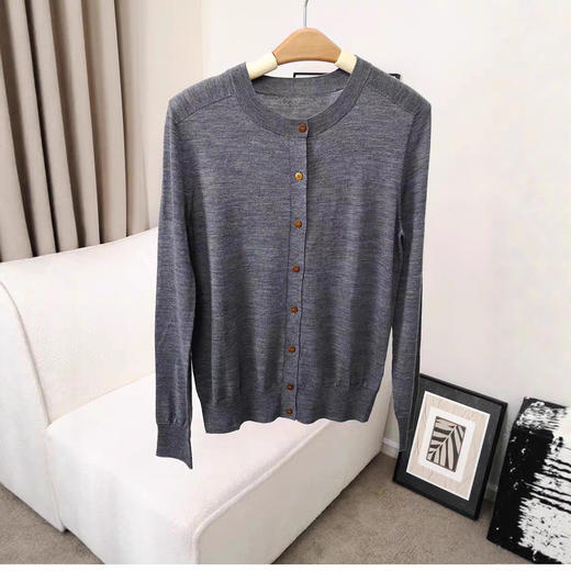 德国扬子纱100%美丽诺羊毛针织圆领开衫精纺60支外套秋冬薄款女25年新款！ 商品图2