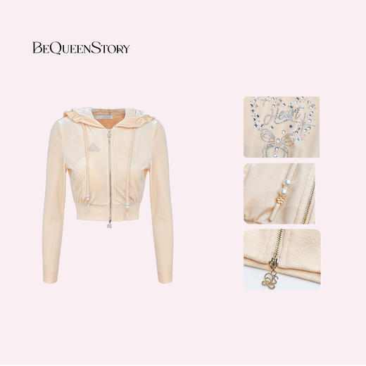 余潇潇【里约漫步】优质丝绒时髦收腰短款外套&螺纹腰头直筒裤套装 商品图2