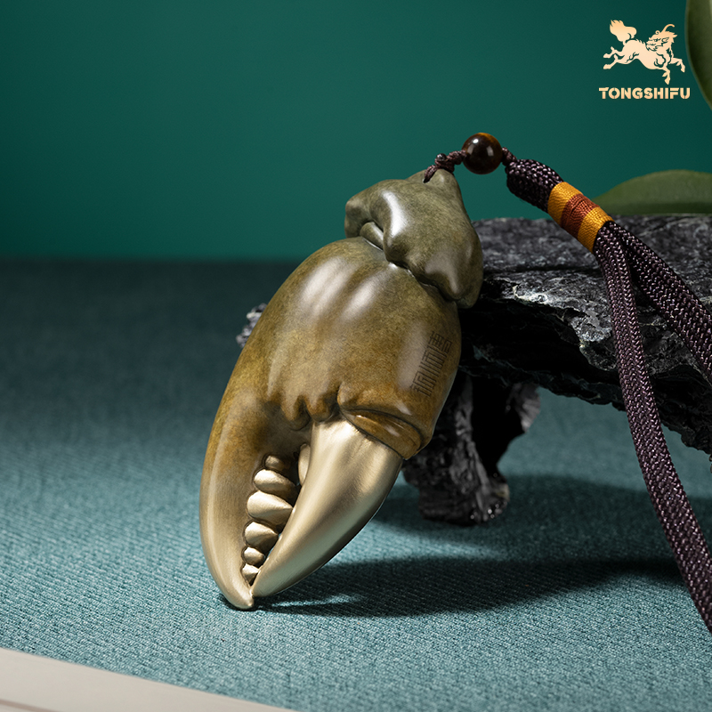 铜师傅《手中有钱》螃蟹钳手把件家居铜摆件把玩解压 