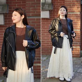 【皮衣 拉链款】拉链款更酷飒！花姐朋友出口俄罗斯款货源，高性价比款，环保蛋白皮，质感满分，光泽度佳~超柔软休闲夹克，皮衣外套秋装~