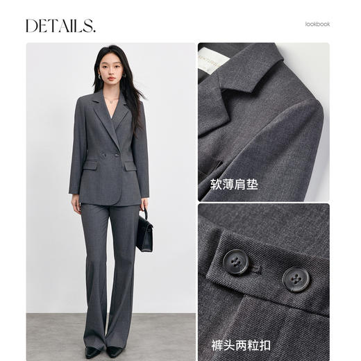 【内购】【免搭配套装】职场通勤平驳领垫肩长袖西装外套&中腰微喇长裤-153ZE2784 商品图3