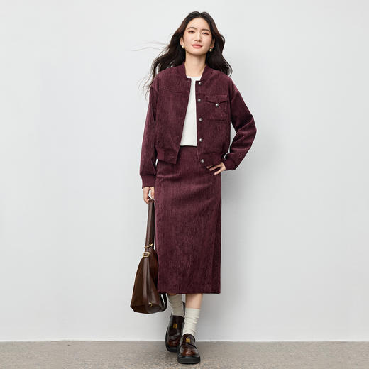 【内购】【夹棉保暖】都市通勤棒球领撞色扣宽松落肩不臃肿厚雪尼尔外套-154WB3050 商品图2