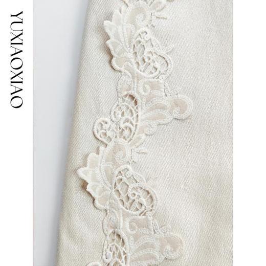 余潇潇【花魁腿精】显瘦质感拼接精致蕾丝花边显高微喇喇叭裤 商品图2