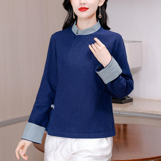 KQL A83N3177纯色棉麻唐装新中式上衣 商品图2