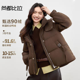 【内购】【90%白鸭绒】通勤御寒保暖立领连帽拉链宽松不臃肿羽绒服-W54YE2037