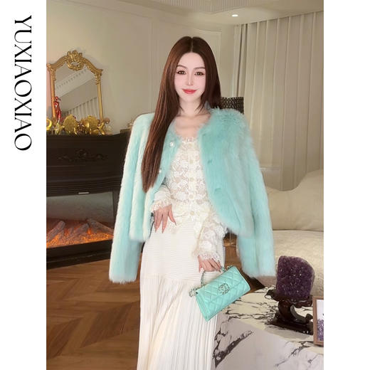余潇潇【冰岛海风】轻奢质感托斯卡纳直绵羊毛革皮毛一体香蕉袖皮草 商品图3