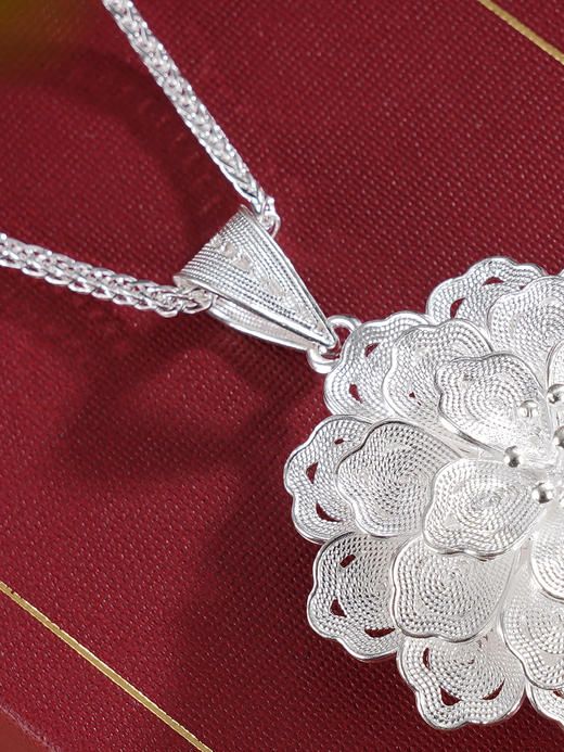 子佩集S990银【团花簇锦】套链【YJJ007】花丝项链2509 商品图3