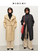 HIDEMI 澳洲美利奴羊毛长毛不规则剪裁门襟堆堆领长款大衣 商品缩略图0