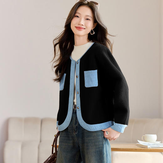 26-3083-1982025新款春秋设计感小众好看的短外套女小个子女装别致外搭开衫潮 商品图2