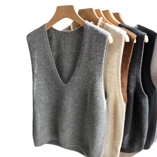 2025秋冬V领100美丽诺绵羊毛针织背心马甲！女款宽松显瘦 叠穿神器7色! 商品图4