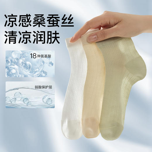 桑蚕丝袜子女春秋季薄款短袜7A级抗菌凉感夏天袜子白色芭蕾风短筒袜 商品图1