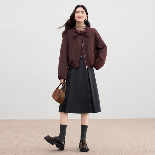 【内购】【90%白鸭绒】小个子通勤隧道式飘带圆领宽松不臃肿短款羽绒服-W54YC2031 商品图2