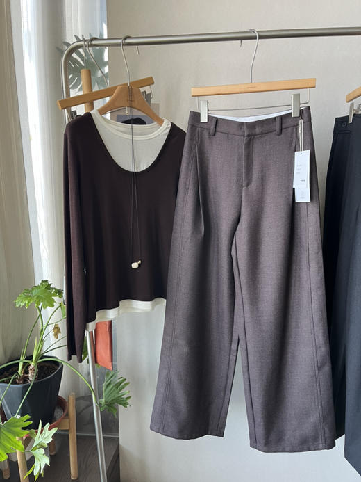 【腿精专属】噢蜜ooomeooo羊毛🦙混纺大长腿宽腿裤 商品图9