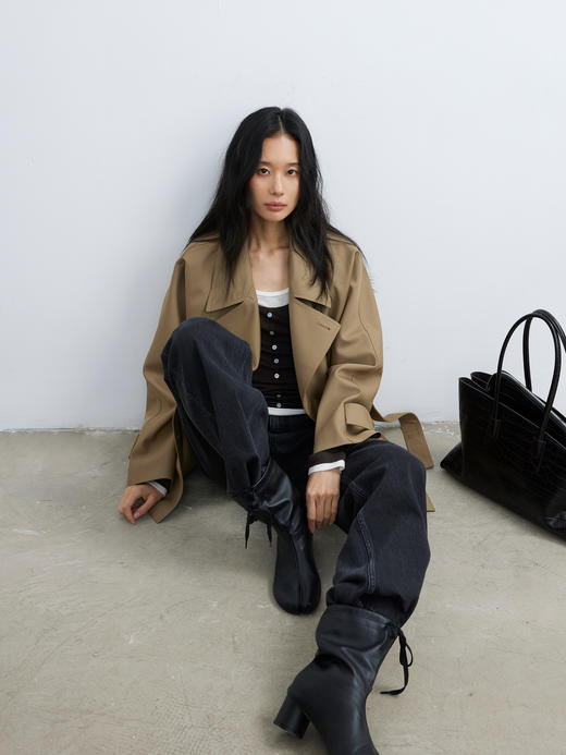 素舶 S1 四面弹合身直筒牛仔裤 前进FreeCross 水洗黑原牛中低腰 商品图4