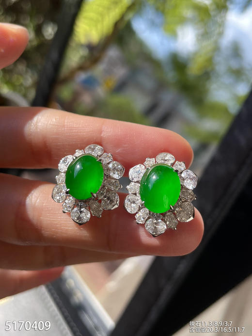 玻璃种帝王绿蛋面耳钉【5170409】具体价格微信咨询 商品图3