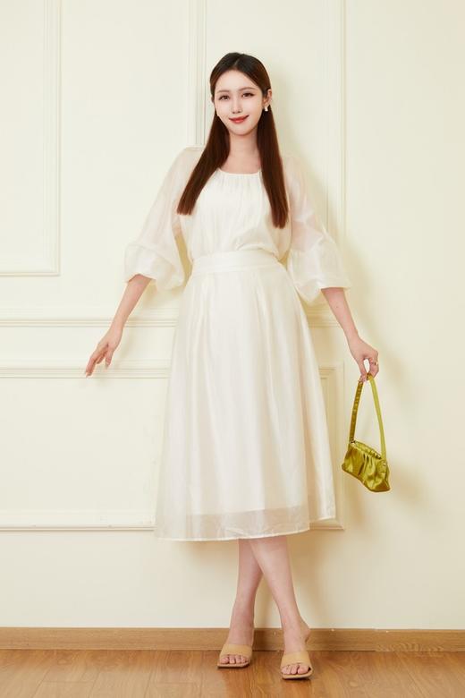 Le Malene 米色舒适莱赛尔衬衣半身裙两件套 20937 商品图2