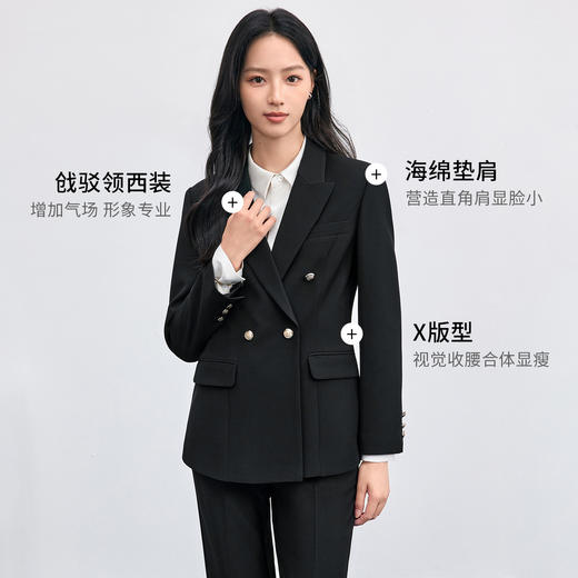 【内购】尚都比拉面试职业正装易打理通勤职场教师穿搭戗驳领西装外套女-153XA1646 商品图1