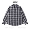 56150SDSA男士秋冬新款痞帅男装韩版磨破格子翻领长袖衬衫百搭宽松衬衣 商品缩略图1