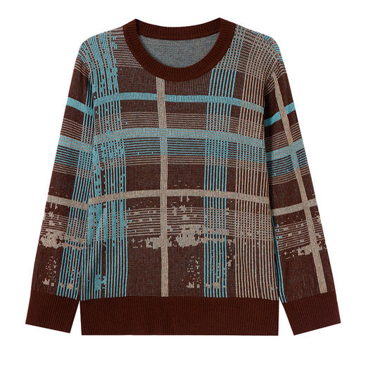 格子上衣女2025新款秋冬内搭毛衣漂亮洋气减龄圆领打底衫大码胖mm 商品图4