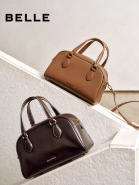 BF楼百丽反绒麂皮包包女2025牛皮手提单肩斜挎保龄球波士顿包BL861DX5