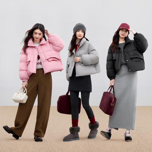 【内购】【90%白鸭绒】小个子通勤高立领拉链宽松蓬松保暖不臃肿短羽绒服-W54YC2158 商品图2