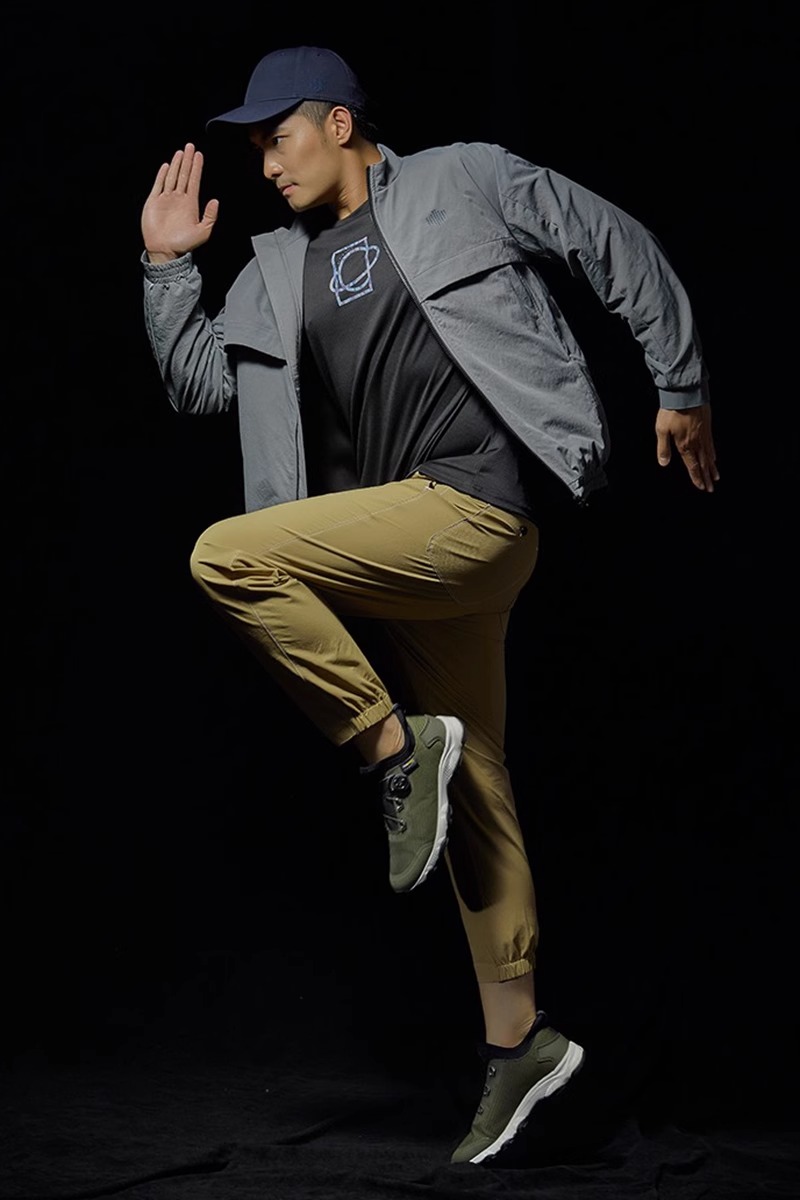 单导休闲裤男士修身春秋薄款高弹速干功能潮流百搭宽松九分束脚裤