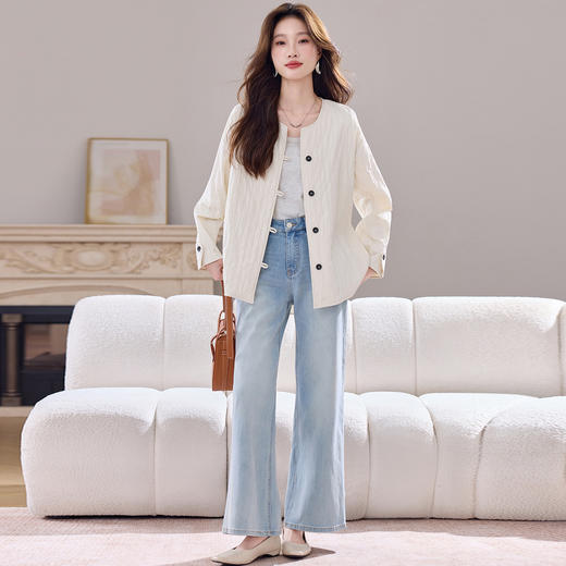 6908秋装长袖时尚圆领遮屁股外套2025新款宽松显瘦休闲气质外搭上衣女 商品图1