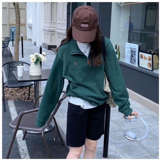 男女同款拉夫原单刺绣战马半拉链卫衣 商品图13