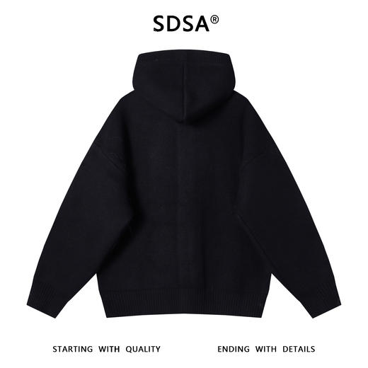 SDSA男士秋冬新款痞帅男装韩版纯色抽绳纽扣连帽针织衫百搭毛衣 商品图5