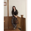 鹿向南「巧克栗」咖色格子高腰休闲裤女秋季新款宽松慵懒直筒长裤 商品缩略图2