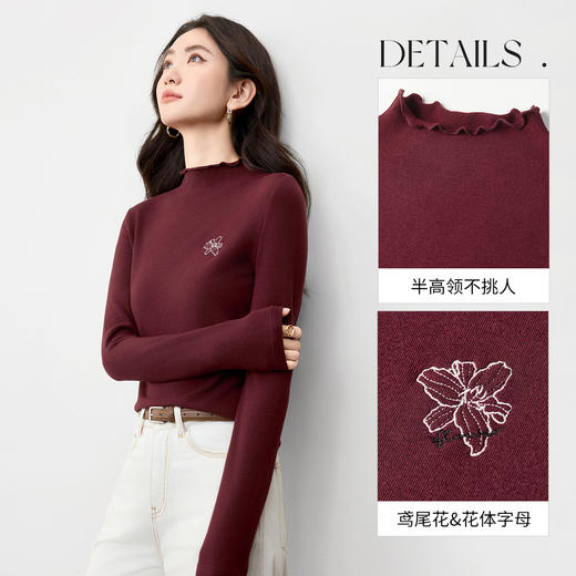 【内购】【多色可选】简约通勤半高领修身绒感针织保暖外穿/内搭打底衫-153SF2724 商品图3