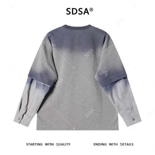 51653SDSA男士秋冬新款痞帅男装潮牌扎染拼接圆领卫衣肌理感时尚舒适 商品图5