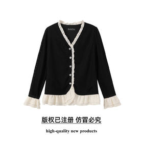 奢姿大码女装2025秋季时尚蕾丝花边拼接上衣胖妹妹气质优雅上衣9953194248