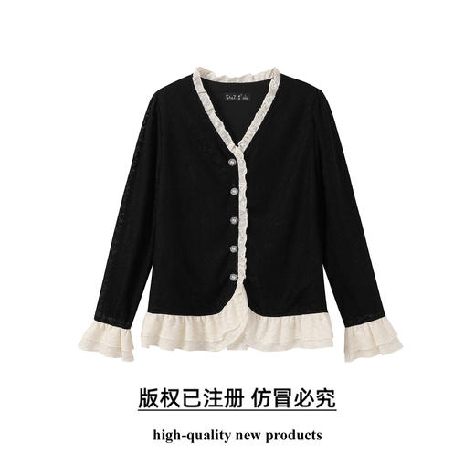 奢姿大码女装2025秋季时尚蕾丝花边拼接上衣胖妹妹气质优雅上衣9953194248 商品图0