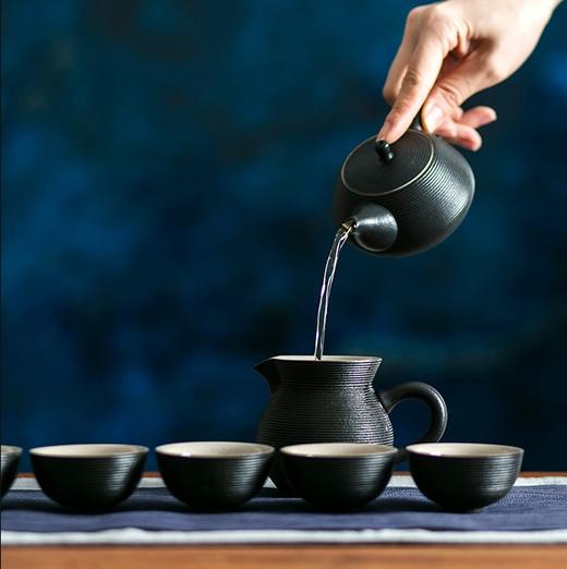 【彼达思】陆宝 旋转壶功夫茶组1壶6杯1茶海 禅风黑 商品图2