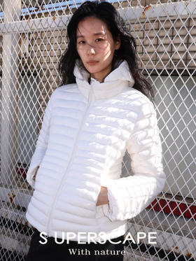 素舶 90白鸭绒纸片人超轻保暖连帽可收纳沙漏收腰修身排骨羽绒服