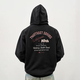 714street复古印花连帽卫衣开衫男2025秋冬潮牌情侣帽衫宽松外套