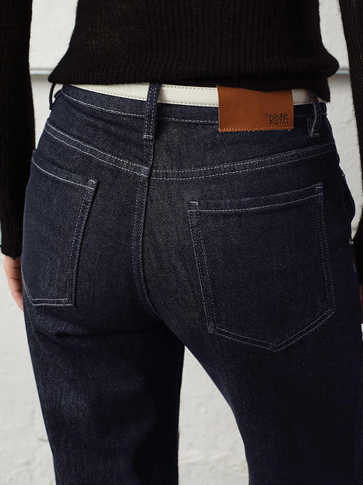 TR她热 百搭选手 蓝色休闲微弹复古百搭时髦原色牛仔直筒裤 商品图4